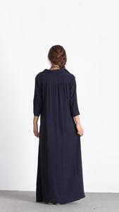 Ropa informal de manga larga para mujer, Vestido largo de lino - Product Image 5