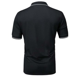 Chemise pour homme de haute qualité 100% coton, motif uni, respirante, manches courtes, col montant, coupe classique, couleur noire - Product Image 4