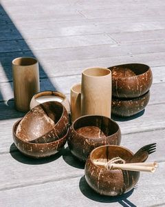 Bol en coquille de noix de coco écologique de marque privée vaisselle durable faite à la main du Vietnam avec cuillère pour distribution en gros - Product Image 4