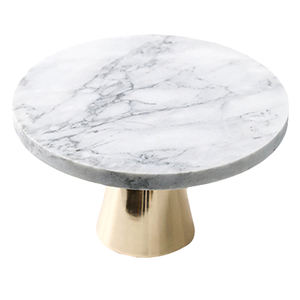 <b>Marble</b> <b>Cake</b> <b>Stand</b> With Brass Base for Home Table Top Decor - Product Image 1