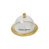 Support à cupcakes de luxe en métal doré, design personnalisé avec dôme en verre, écologique, pour mariage - Vente chaude