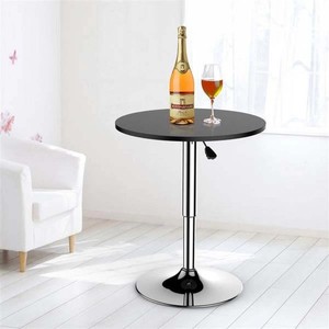 Mesa de Bar irregular de altura ajustable con base de aluminio y diseño Art Deco superior de MDF negro 100% hecha a mano para uso en el hogar y la Oficina - Product Image 1