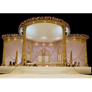 มณฑปงานแต่งงานแบบฮินดูสไตล์โบราณ ทำจากไม้ สำหรับตกแต่งงานแต่งงานแบบอินเดีย มณฑปงานแต่งงานทรงกลม อุปกรณ์จัดงานแต่งงาน มณฑป ผลิตในสหรัฐอเมริกา - Product Image 1