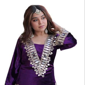 Ensemble Salwar Kameez Royal Purple avec Dupatta, longueur midi, coupe classique, design de créateur, tenue de fête ethnique pour femmes - Product Image 1