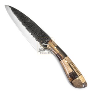 Cuchillo de Chef profesional de Venta caliente, estilo japonés, acero de Damasco, mosaico de madera, mango de Micarta, Hierro muy afilado - Product Image 3