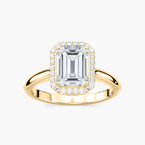 Bague de fiançailles halo en diamant de laboratoire taille émeraude 2,10 CTW certifiée IGI en or massif 14 carats - Product Image 2