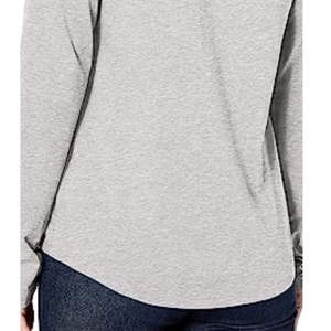 Camiseta de Manga Larga con Cuello en V para Mujer, Diseño OEM, Impresión Personalizada al por Mayor, Algodón Comprimido, Tinte Liso al por Mayor - Product Image 5