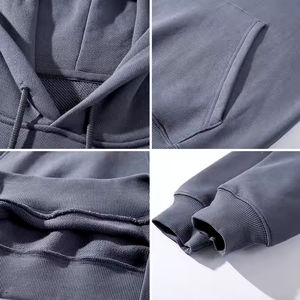 Sweat-shirt et sweat à capuche surdimensionnés pour homme, poids lourd, logo personnalisé OEM, mode streetwear, broderie pour l'hiver - Product Image 6