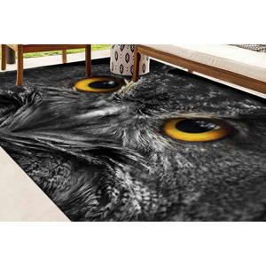 Tapis Hibou : Tapis rond à motif animal, décoration d'intérieur pour loft, tapis moelleux à poils longs - Product Image 3
