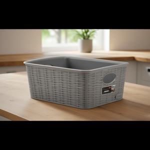 Cesta de Almacenamiento Alta de Plástico 25x19x10cm Elegance Gris Piedra 30988 - Product Image 3