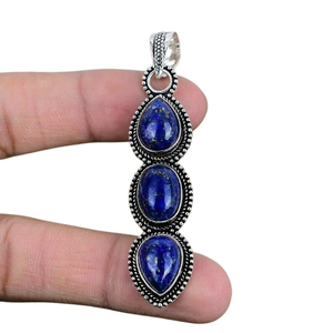 Joyas de piedras preciosas de lapislázuli para mujer, colgante de estilo bohemio de plata, joyería de plata de ley 925, colgante hecho a mano de tendencia, Regalo para mamá - Product Image 1