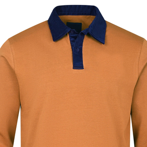 Nouveau Style Logo personnalisé hommes polos solide 100% coton à manches longues Rugby Polo tissu tricoté décontracté Rugby Polo - Product Image 2