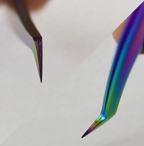 Pinzas de extensión de pestañas de acero inoxidable arcoíris multicolor personalizadas de 1 pieza profesional, las mejores herramientas de belleza para mujeres - Product Image 6
