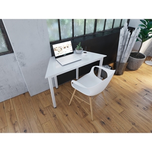 Escritorios de Computadora Trapezoidales de 6 Piezas con Patas de Madera de Caucho y Hierro MD68005 - Product Image 3