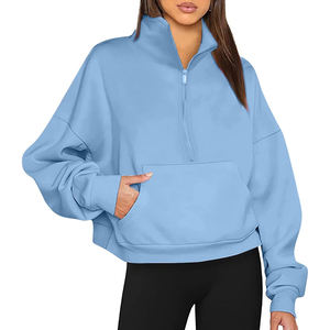 Custom Fashion Oversized Thick <b>Quarter</b> <b>Zip</b> up Turtleneck Sweatshirt for <b>Women</b> - Product Image 1
