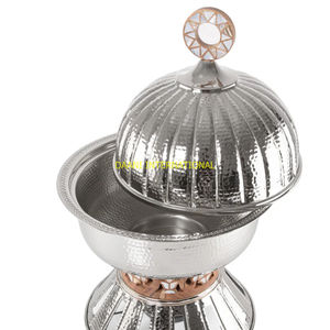 Cazuela Hotpot de cúpula de acero inoxidable martillado con soporte decorativo Calentador de alimentos para buffet para restaurante de catering de hotel - Product Image 2