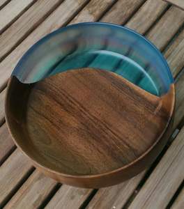 Latest Handmade Epoxy Resin Wooden Dinnerware <b>Bowl</b> Eco-Friendly Hotel or Restaurant Use for <b>Mixing</b> or Serving - Product Image 5