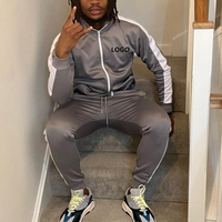OEM haute qualité personnalisé vierge sweat-shirt zippé pantalon de survêtement ensemble deux pièces Streetwear survêtement avec jogging latéral survêtement pour hommes