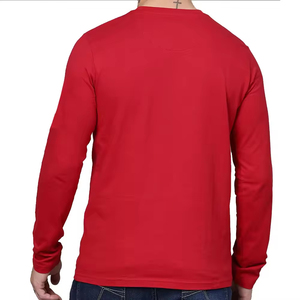 High Quality 100% Cotton Worsted Fabric Full Sleeve Men's T-Shirt Anti-Wrinkle Breathable Quick Dry Eco-Friendly 180g Casual - Product Image 2