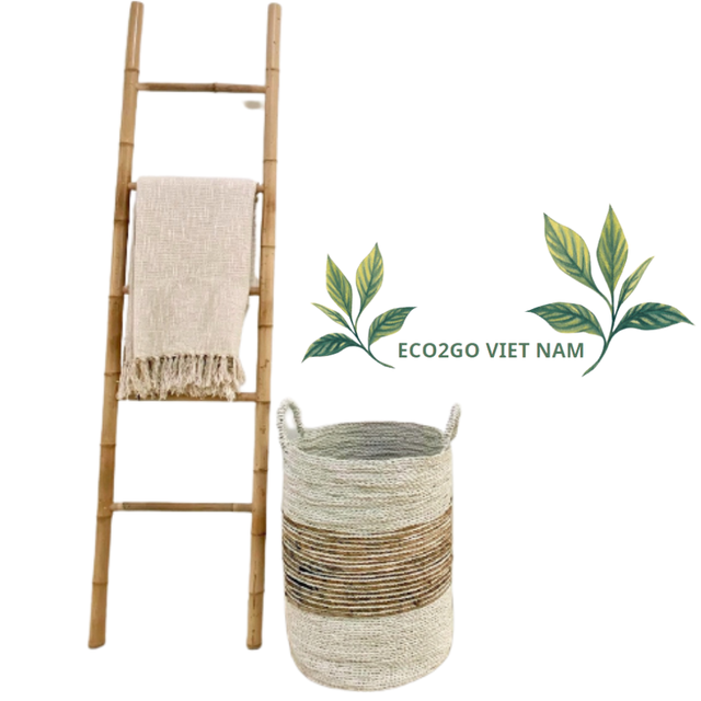 Bamboo Ladder Decorative Home Accent Handmade Durable Display Rack for Bathroom Living Room Hotel Resort Eco2go Vietnam