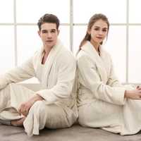 Albornoz de alta calidad, súper suave, de manga larga, liso, para adultos, de lujo, de hotel 5 estrellas, para spa, 100% algodón, para parejas.