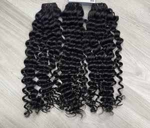 Premium Super Double-Drawn Virgin Machine Double Trame Vapeur Curl Trame Russe Remy Extensions de Cheveux Humains Convient Toutes Les Couleurs - Product Image 3