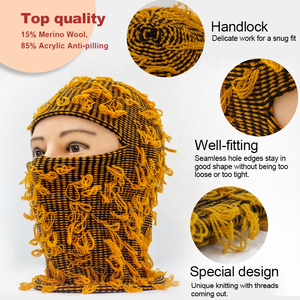 Merino หมวกไหมพรมเต็มใบหน้าสำหรับเล่นสกีขนแกะลายถักหนึ่งรูสำหรับนักออกแบบหมวกมอเตอร์ไซด์ของฤดูหนาวออกแบบโลโก้ได้ตามต้องการ - Product Image 6