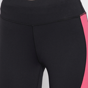 Leggings de yoga de cintura alta con bloques de color y franjas laterales rosas y beige, pantalones elásticos de longitud completa con cintura elástica y elasticidad en cuatro direcciones. - Product Image 6