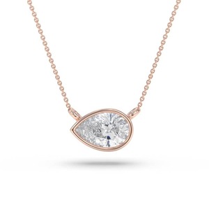Colgante solitario con diamante talla pera de 0.30 ct, cultivado en laboratorio, con engaste de bisel, en platino, para fiesta de compromiso. - Product Image 2