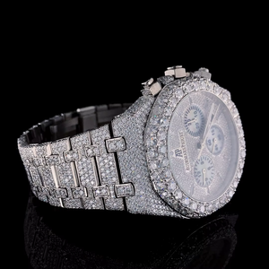 นาฬิกาข้อมือหรูหรา ขนาด 41 มม. ดีไซน์การ์ตูนโบราณ ตัวเรือนสแตนเลสสีเงิน ประดับเพชร VVS มอยส์ซาไนต์ คุณภาพพรีเมียม ระดับไฮเอนด์ พร้อมหน้าปัดแบบฝังเพชรเต็มหน้าปัด - Product Image 5