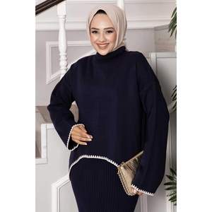 Navy <b>Blue</b> Shepherd Stitched Crop <b>Dress</b> <b>Women's</b> Sets - Product Image 1