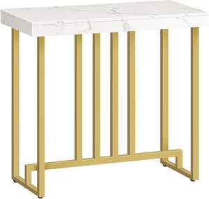 Table console en métal moderne à 2 étages plaqué or et dessus en verre Accent d'entrée élégant avec cadre robuste et design minimaliste - Product Image 3