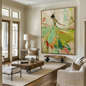 Cuadro de Retrato Pintado a Mano sobre Lienzo, Estilo Contemporáneo, Enmarcado en Madera, Decoración de Interiores - Product Image 3