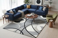 Hot Selling Modern Big Living Room Floral Rug Hand Tufted Luxury Sustainable Non-Slip Washable Wool Flat Pile Rectangle Carpet
