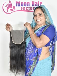 Bon marché, produit indien original de qualité supérieure, fermeture de cheveux droits, fabricant, vente en gros de cuticules alignées pour la fête ou la vie quotidienne - Product Image 4