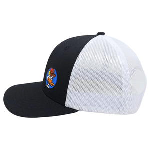 Casquette Trucker en Toile Noire Brodé(e) à 6 Panneaux avec Motif Dessin Animé, Structurée, Maille Blanche, Boucle Simple en Plastique, Haute Qualité - Product Image 3