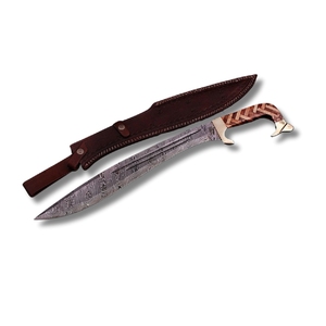 Vente chaude À La Main De Haute Qualité En Acier Damas Lame Fixe En Plein Air Chasse Camping Mini Épée - Product Image 1