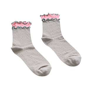 Calcetines de algodón con encaje y volantes dobles bonitos para mujeres y niñas, calcetines informales de estilo coreano para primavera y verano, ODM personalizado al por mayor - Product Image 1