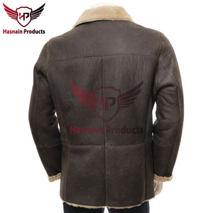 Men's Khaki <b>Sheepskin</b> Peacoat Customized Warm Winter <b>Jacket</b> with Classic Style, Premium Quality, and Personalized Fit - Product Image 6