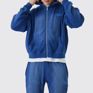 Survêtement pour homme à lavage acide, design personnalisé, vêtements d'hiver, 100% coton, couleur unie - Product Image 6
