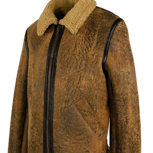 Chaqueta de Cuero Ligera con Cuello de Piel de Oveja Genuina, Diseño Personalizado al por Mayor, de Alta Calidad para Hombre, Unisex - Product Image 4