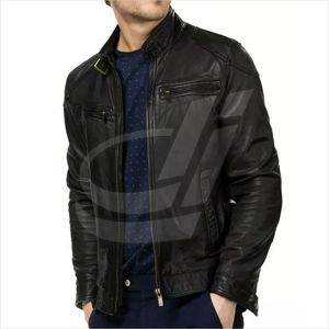 Chaqueta de cuero genuino Unisex 2023, ropa de abrigo personalizada de alta calidad para hombre, Parka con cuello levantado en bloque de Color, venta al por mayor - Product Image 1