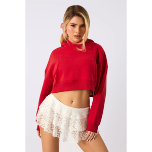 Wholesale Ladies Winter Knitted Sweatshirt Cotton Long Sleeve Cropped Hoodie Custom Casual Front Badge OEM Service Available - Product Image 1