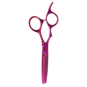 Vente en gros de ciseaux de coiffeur à effiler ciseaux de salon de beauté droits à enduits de couleur avec repose-doigt fixe - Product Image 5