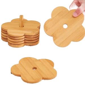 Juego de posavasos de bambú ecológico hecho a mano personalizable, uso doméstico, soporte de madera para alfombrilla de té - Product Image 1