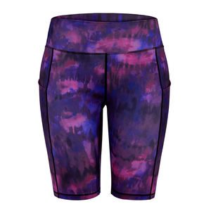 Short de yoga personnalisé sans couture pour les femmes, violet foncé, vêtements de sport extensibles flexibles à taille haute - Product Image 1