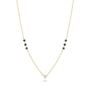 Tres diamantes Triad Mangalsutra Radiant Gold Jewelry Stonewels Diseño DE BODA clásico con cuentas negras tradicionales - Product Image 1