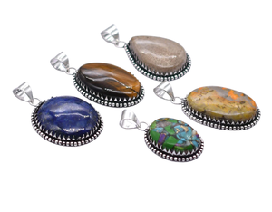 Nouveau Vintage 5 pièces femmes mode colliers mélanger pierres précieuses pendentifs laiton thème chrétien chaud EBay tendance mélange Lot en vrac PP 35 - Product Image 2