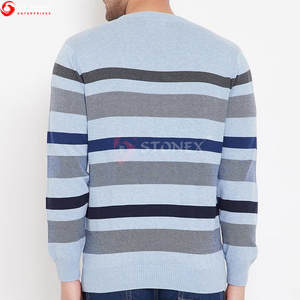 Venta al por mayor de suéteres de los hombres de encargo de color sólido de manga larga de medio alto O cuello de punto de estilo casual suéteres de los hombres - Product Image 3