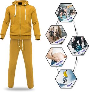 Chándales amarillos para hombre, chándales, chándal informal de 2 piezas, conjunto de chándal, sudaderas atléticas con cremallera completa y pantalones de chándal, trajes - Product Image 3